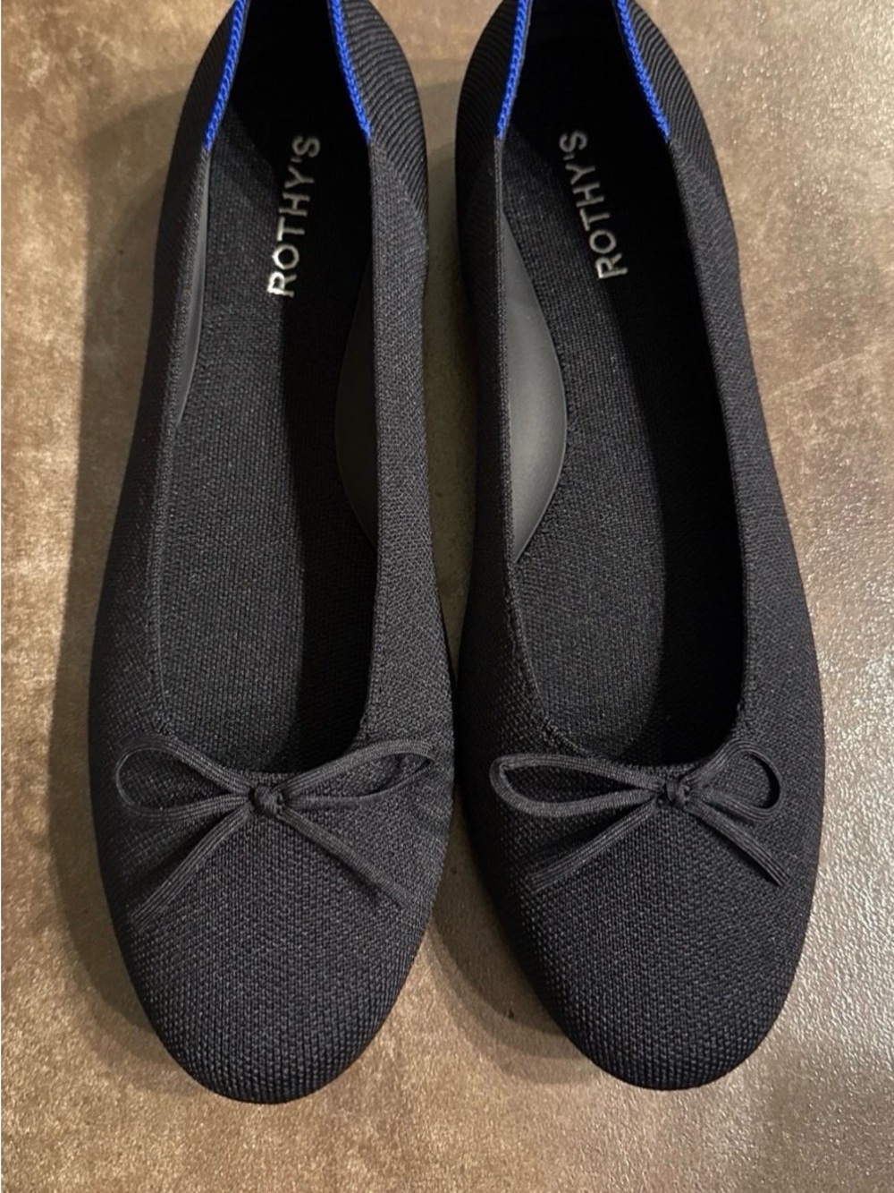 Rothy's Black Knit Ballet Flats with Bow